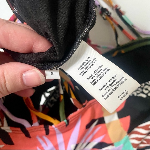 Bleu by Rod Beattie Run Wild Lace Down One Piece Tropical Floral Print Size 8 - Picture 9 of 10